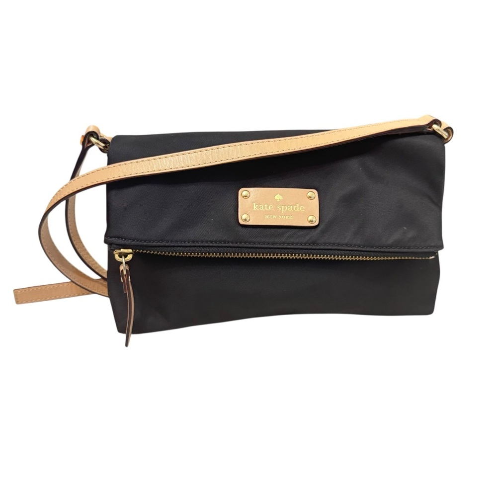 Kate Spade‎ Black Nylon Crossbody Fold-over Bag